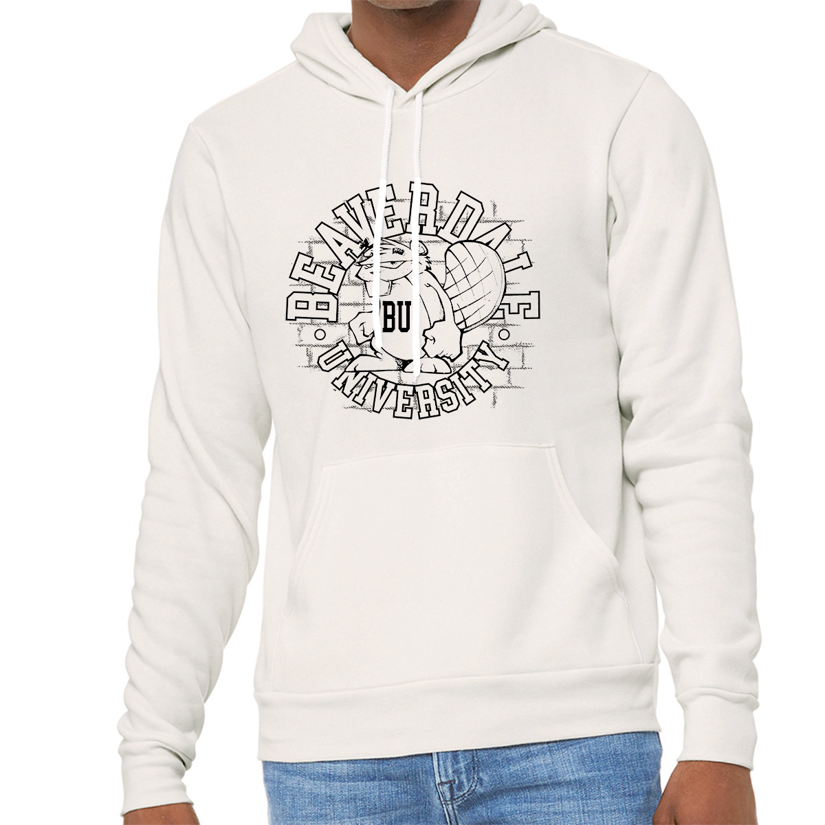 "Beaverdale University, Beaver Circle" - Unisex Sponge Fleece Pullover Hoodie