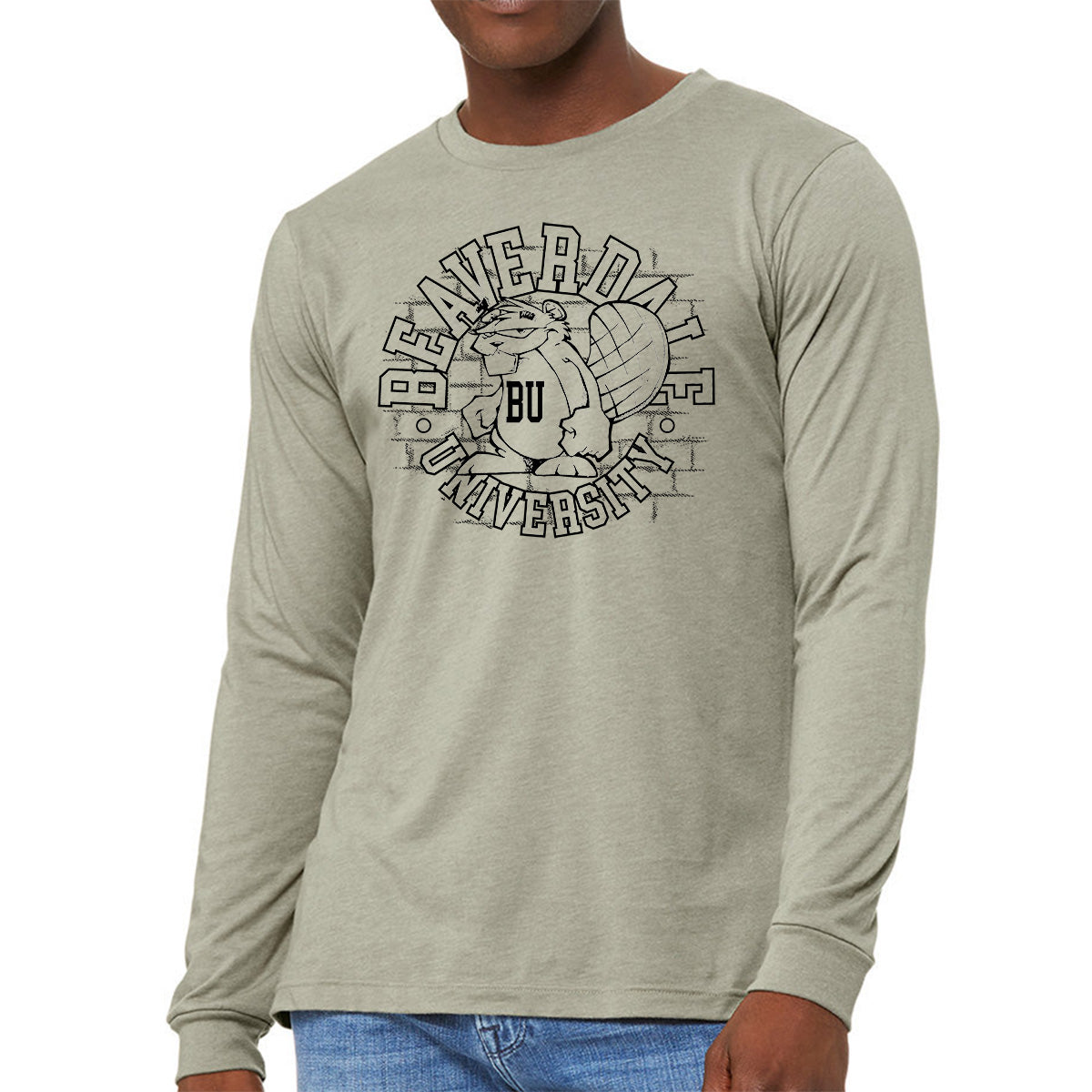 "Beaverdale University, Beaver Circle" - Unisex Heather CVC Long Sleeve T-Shirt