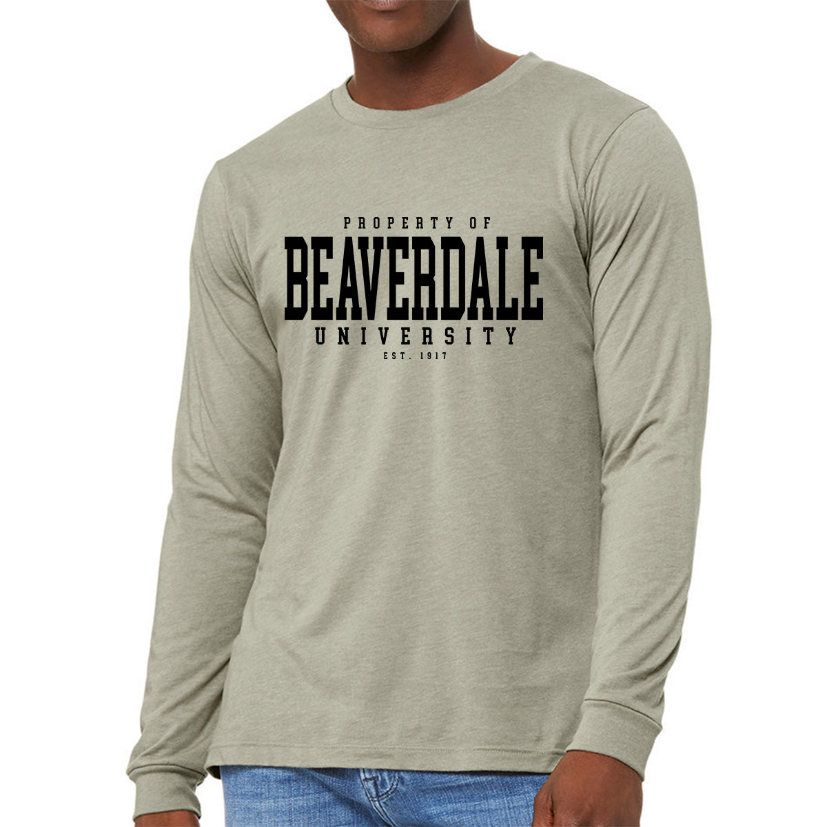 "Property of Beaverdale University" - Unisex Heather CVC Long Sleeve T-Shirt