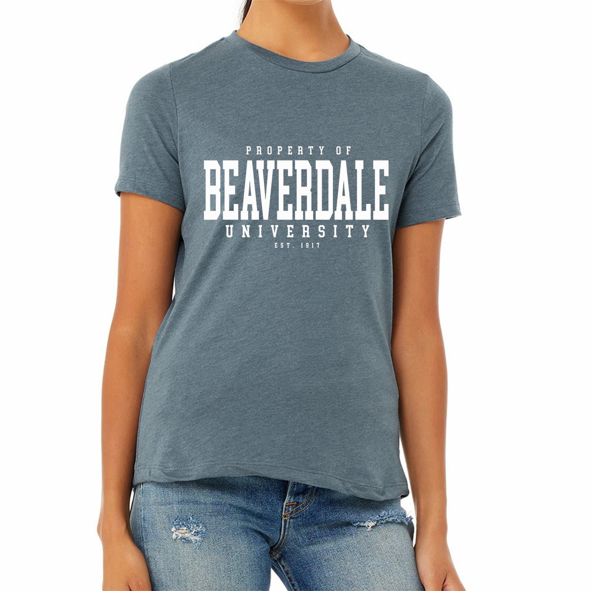 "Property of Beaverdale University" - Ladies' Relaxed Heather CVC Short-Sleeve T-Shirt