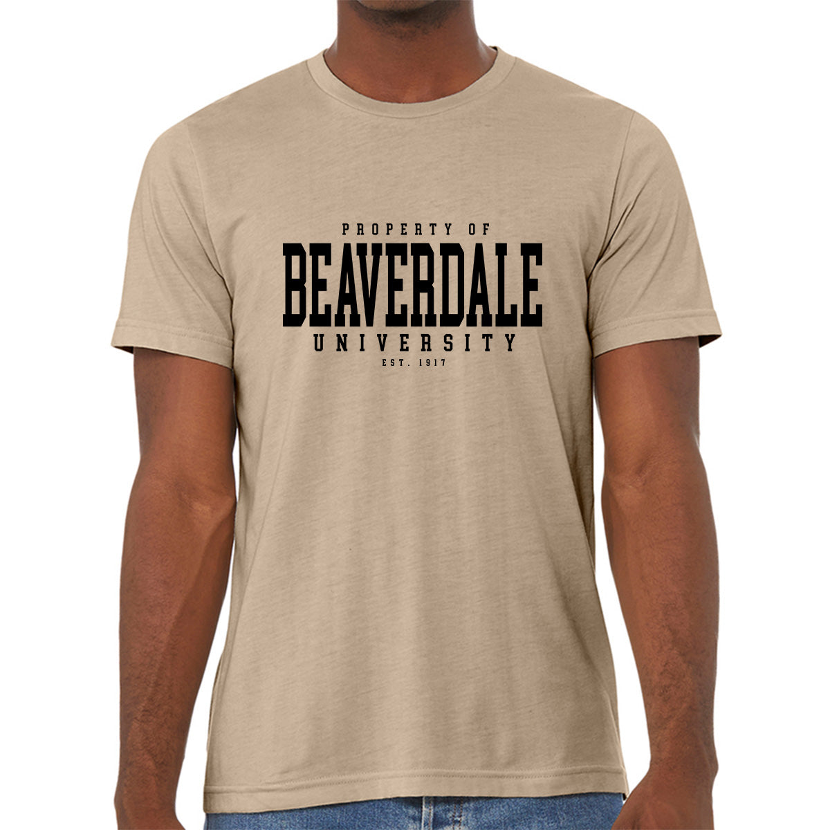 "Property of Beaverdale University" - Unisex Heather CVC T-Shirt