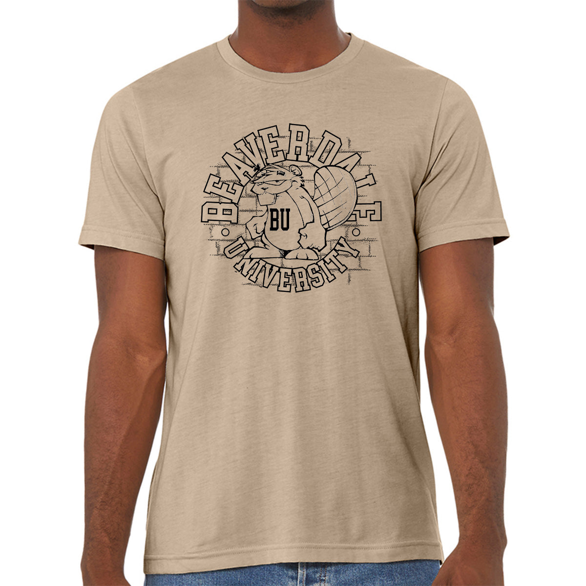 "Beaverdale University, Beaver Circle" - Unisex Heather CVC T-Shirt