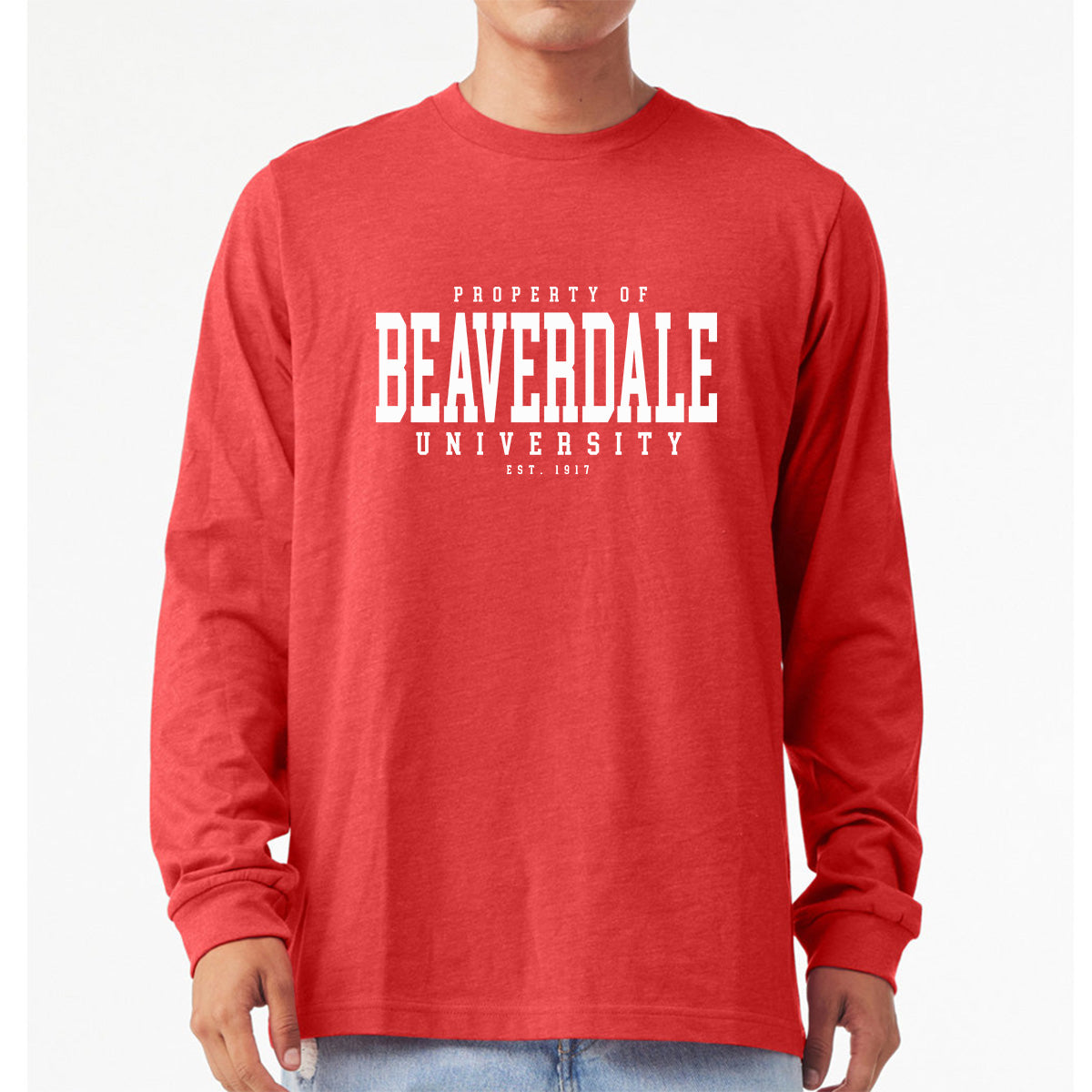 "Property of Beaverdale University" - Unisex Heather CVC Long Sleeve T-Shirt