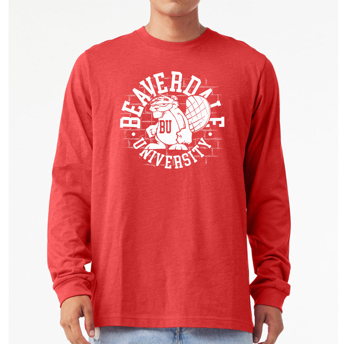 "Beaverdale University, Beaver Circle" - Unisex Heather CVC Long Sleeve T-Shirt