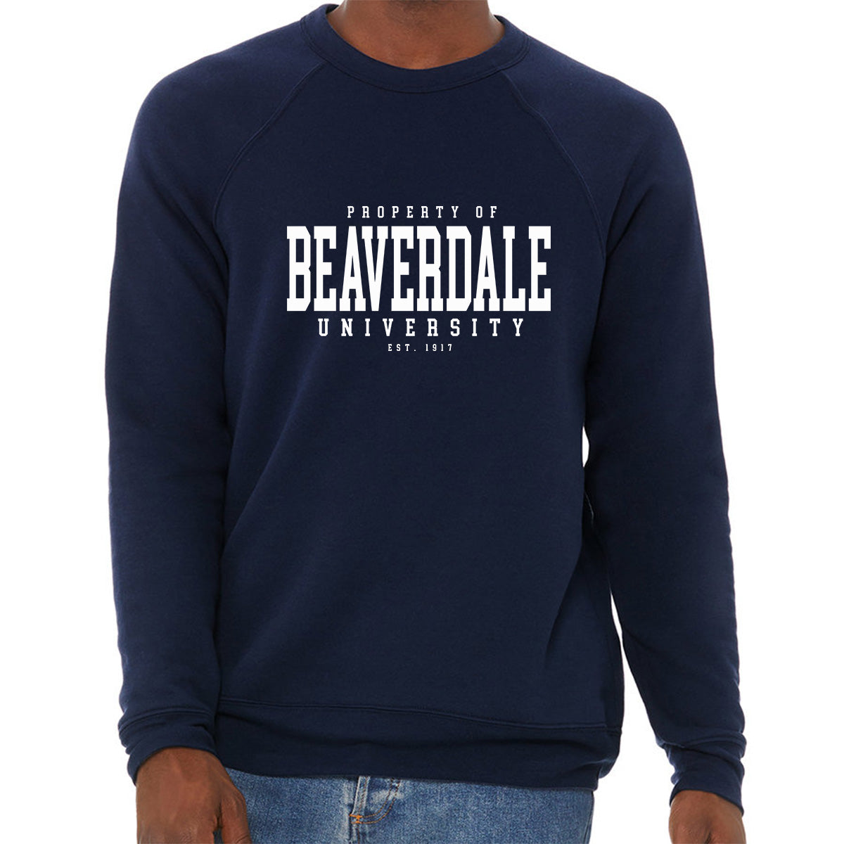 "Property of Beaverdale University" - Unisex Sponge Fleece Crewneck Sweatshirt