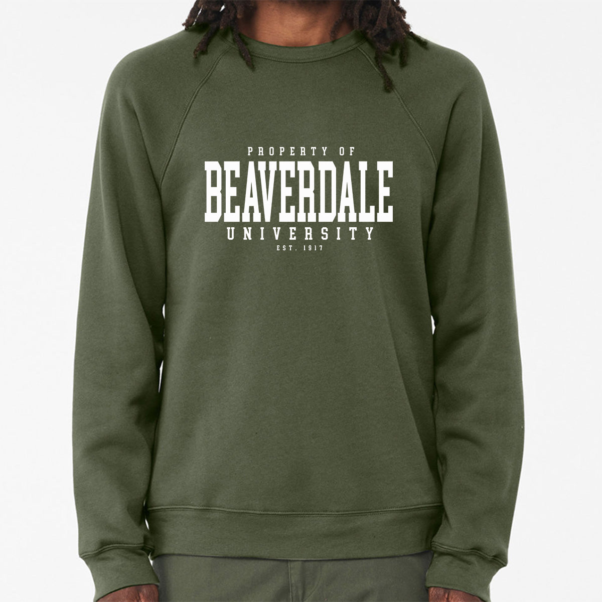 "Property of Beaverdale University" - Unisex Sponge Fleece Crewneck Sweatshirt