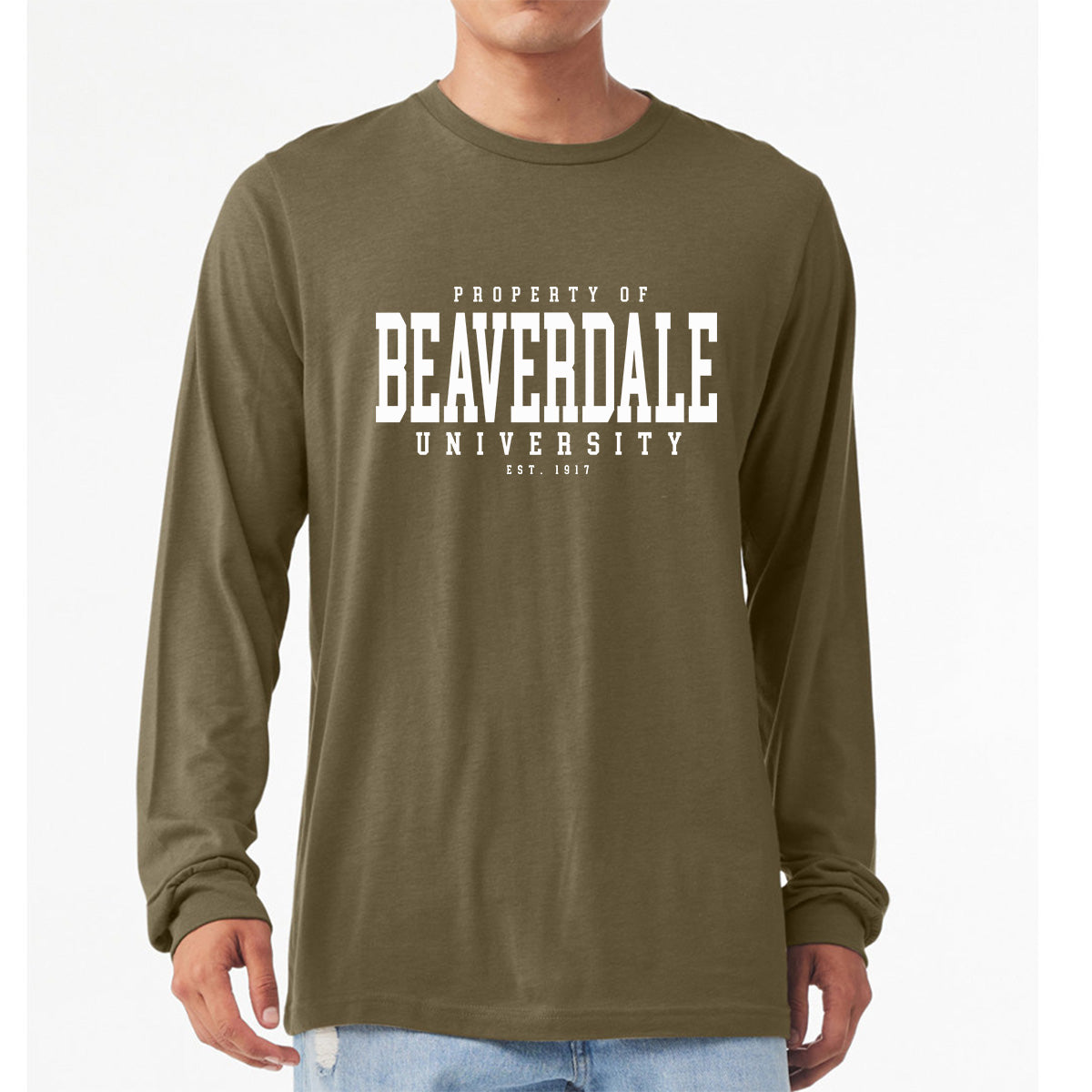 "Property of Beaverdale University" - Unisex Heather CVC Long Sleeve T-Shirt