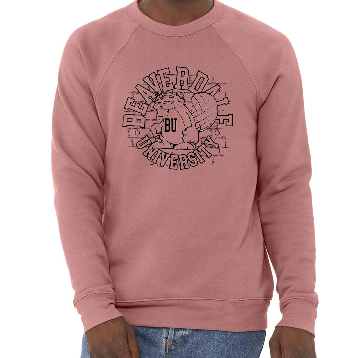 "Beaverdale University, Beaver Circle" - Unisex Sponge Fleece Crewneck Sweatshirt