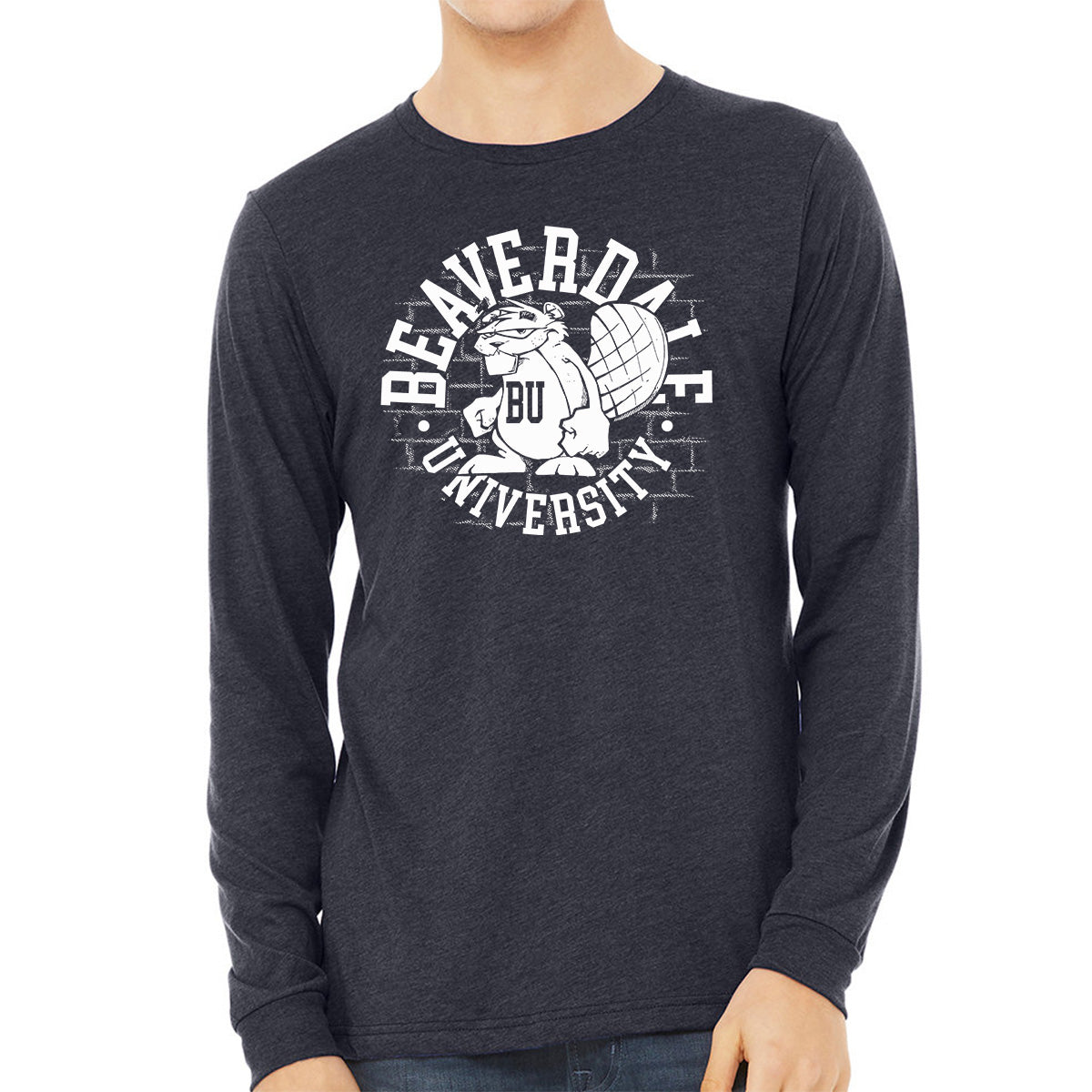 "Beaverdale University, Beaver Circle" - Unisex Heather CVC Long Sleeve T-Shirt