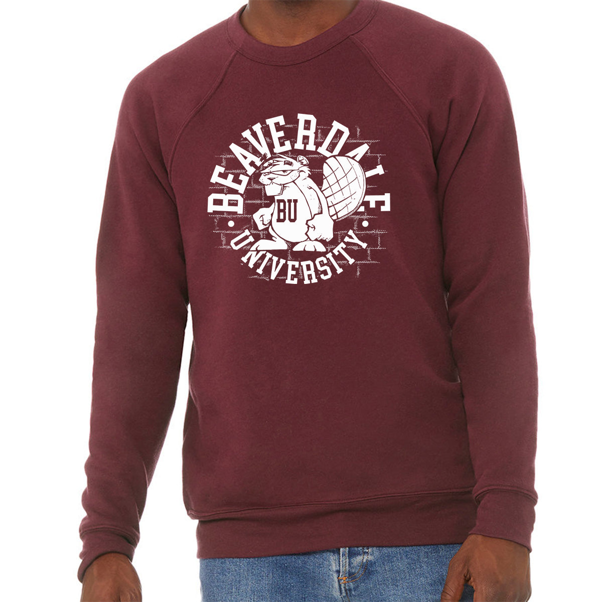 "Beaverdale University, Beaver Circle" - Unisex Sponge Fleece Crewneck Sweatshirt