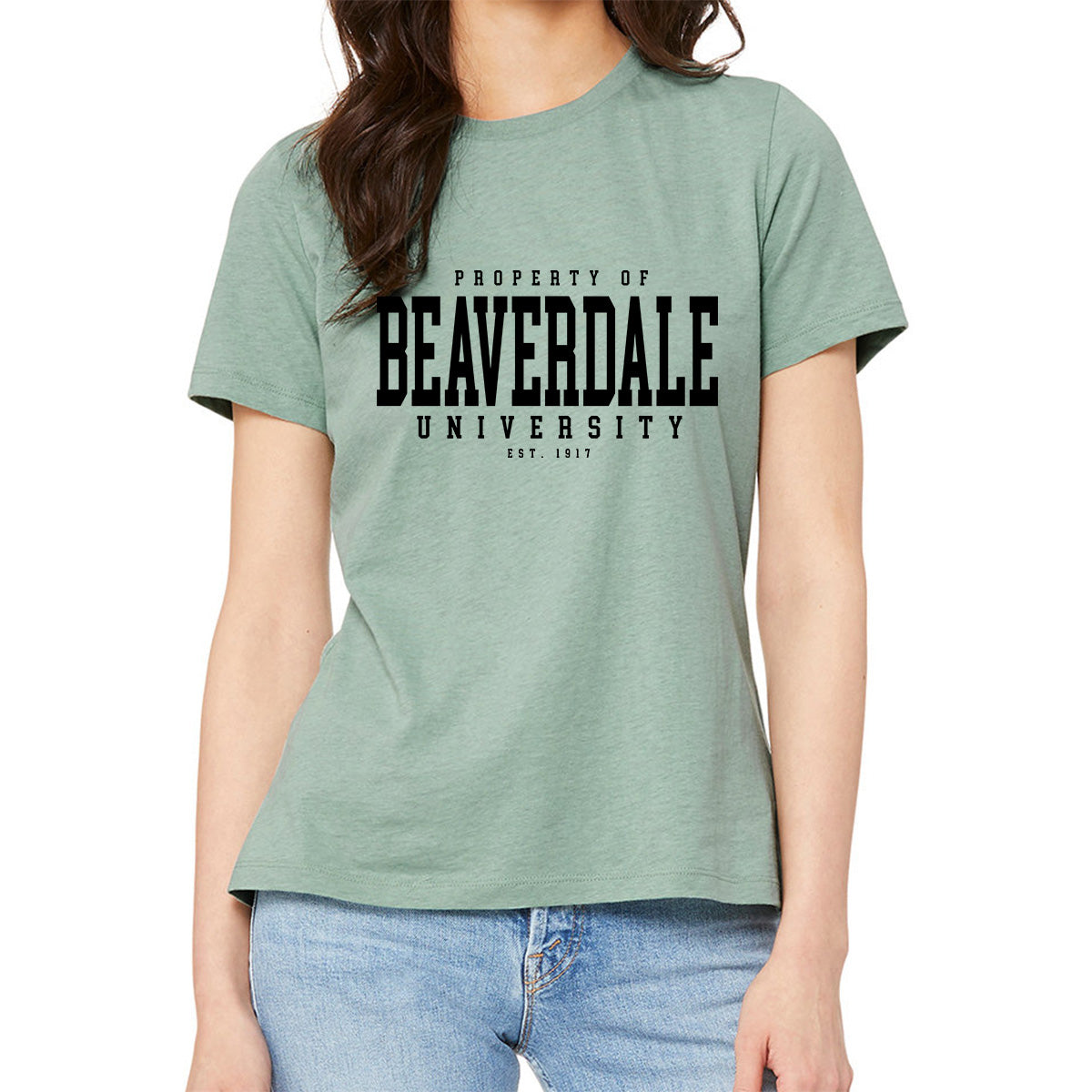 "Property of Beaverdale University" - Ladies' Relaxed Heather CVC Short-Sleeve T-Shirt