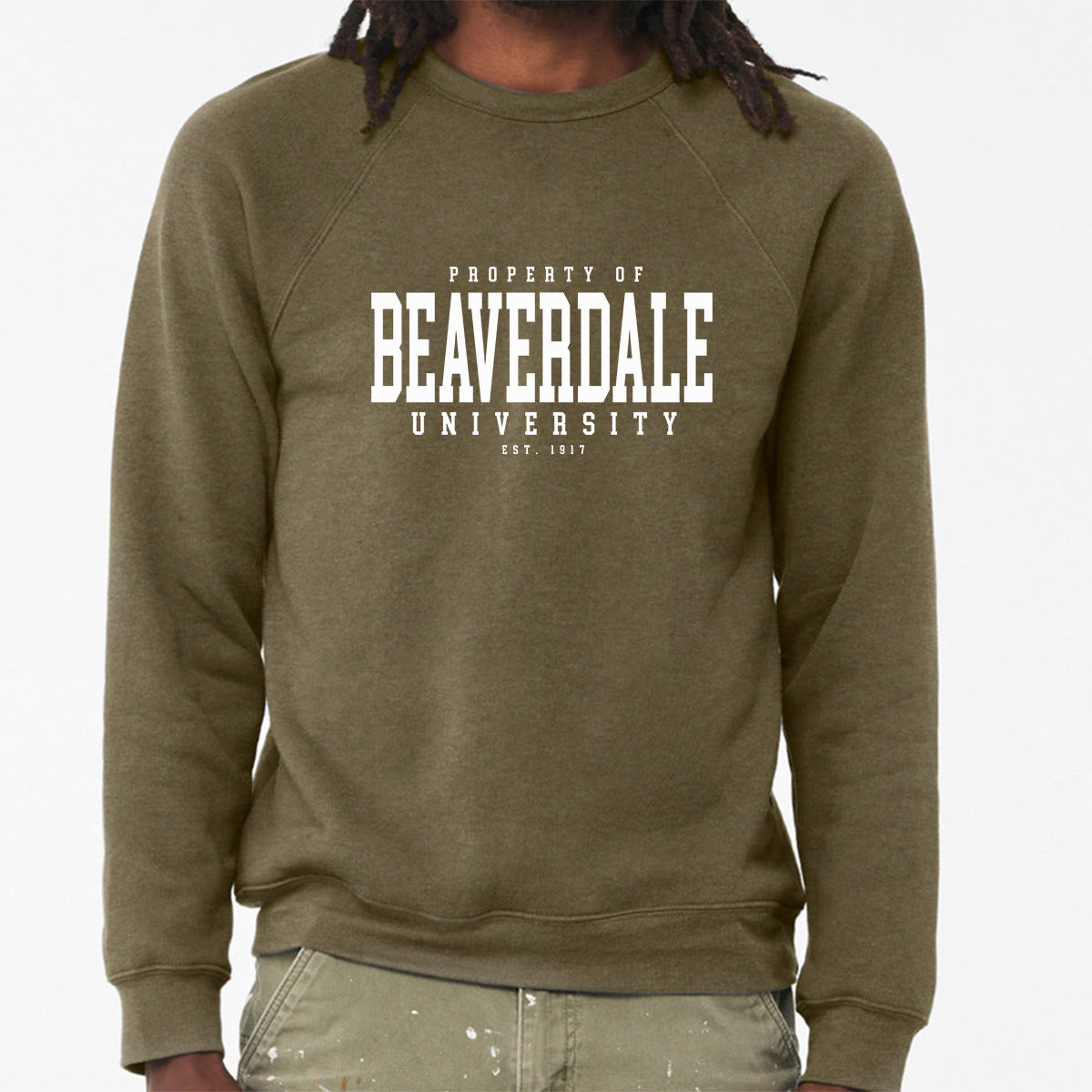 "Property of Beaverdale University" - Unisex Sponge Fleece Crewneck Sweatshirt