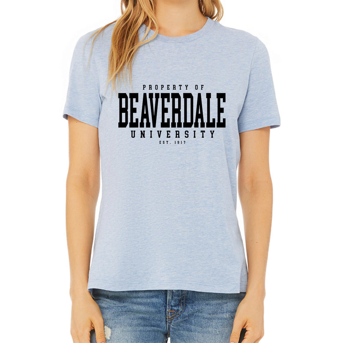 "Property of Beaverdale University" - Ladies' Relaxed Heather CVC Short-Sleeve T-Shirt