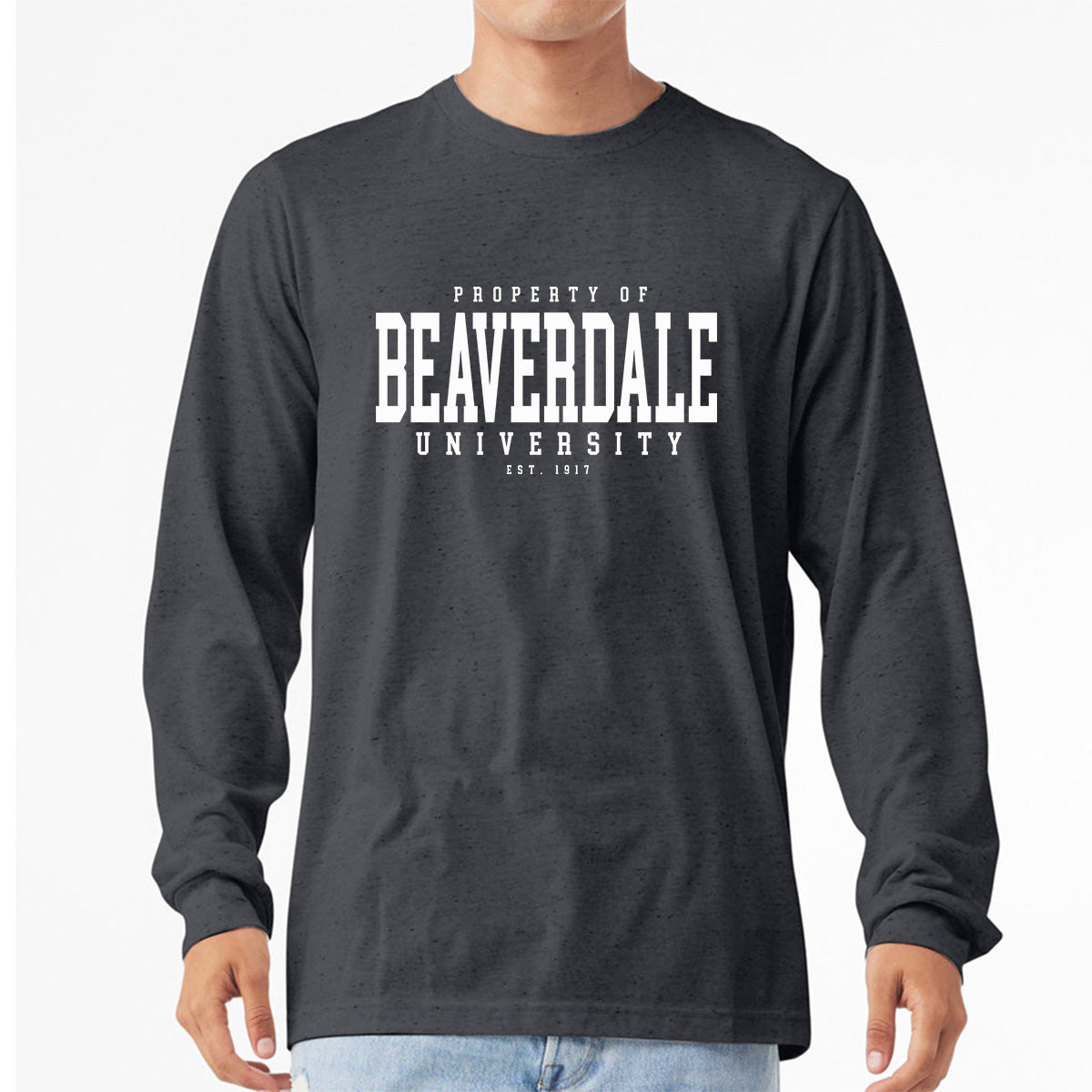 "Property of Beaverdale University" - Unisex Heather CVC Long Sleeve T-Shirt