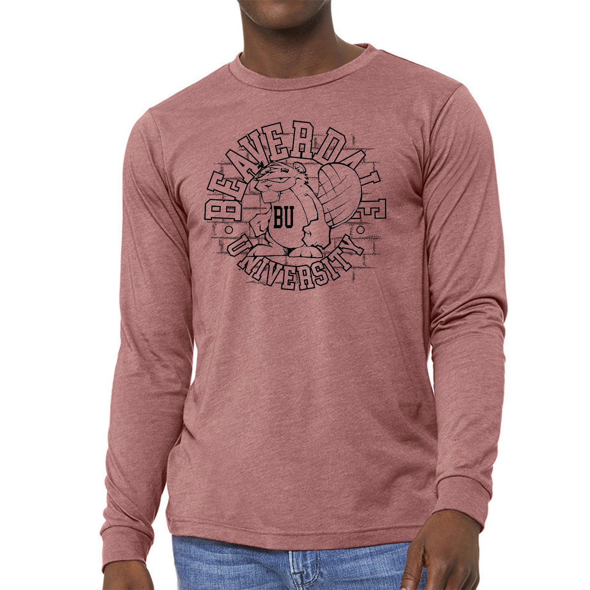 "Beaverdale University, Beaver Circle" - Unisex Heather CVC Long Sleeve T-Shirt