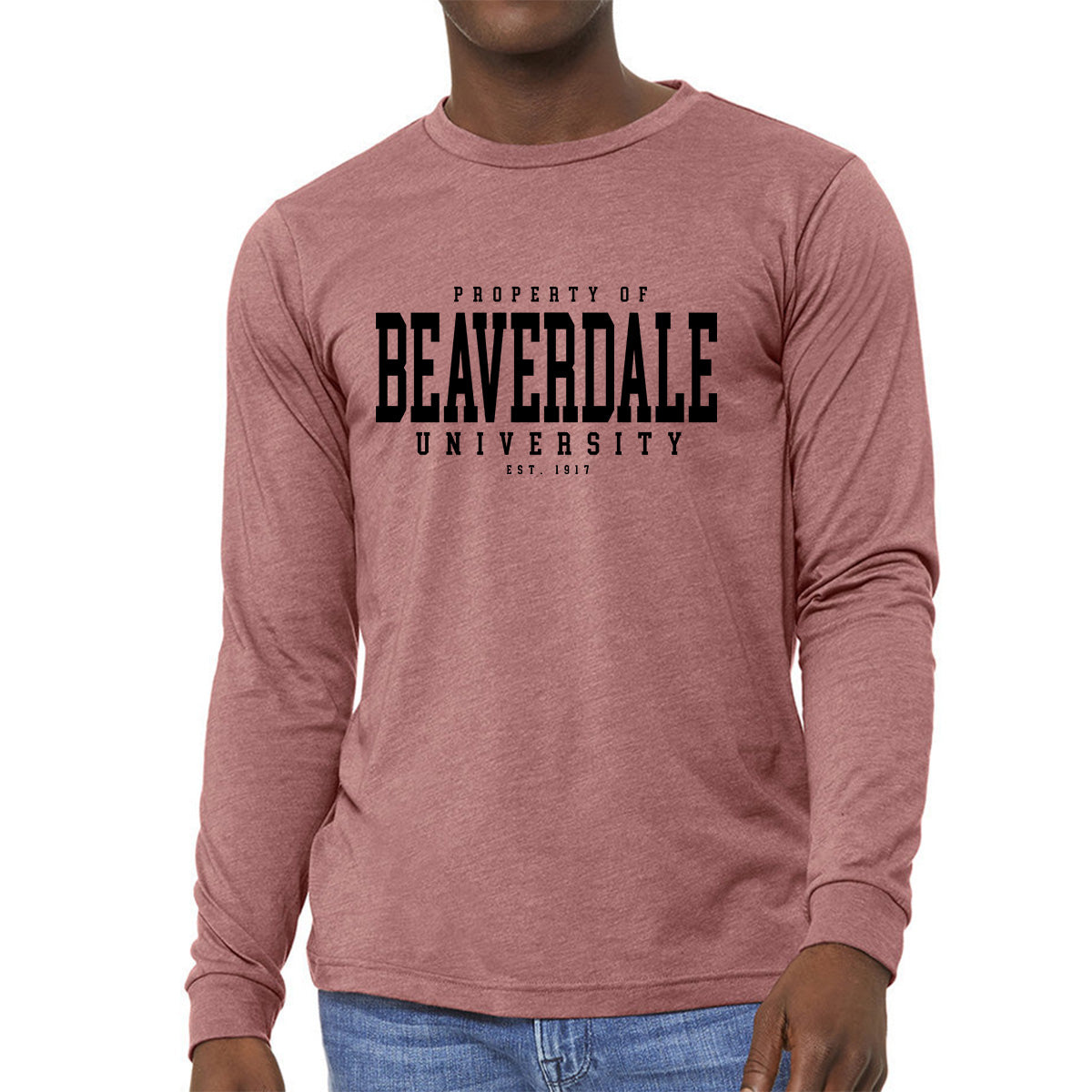 "Property of Beaverdale University" - Unisex Heather CVC Long Sleeve T-Shirt