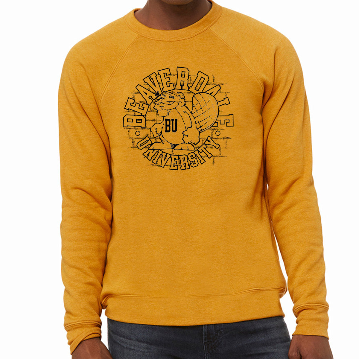 "Beaverdale University, Beaver Circle" - Unisex Sponge Fleece Crewneck Sweatshirt