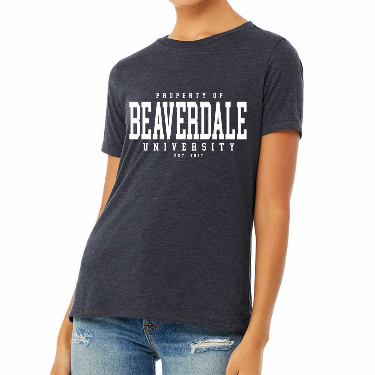 "Property of Beaverdale University" - Ladies' Relaxed Heather CVC Short-Sleeve T-Shirt