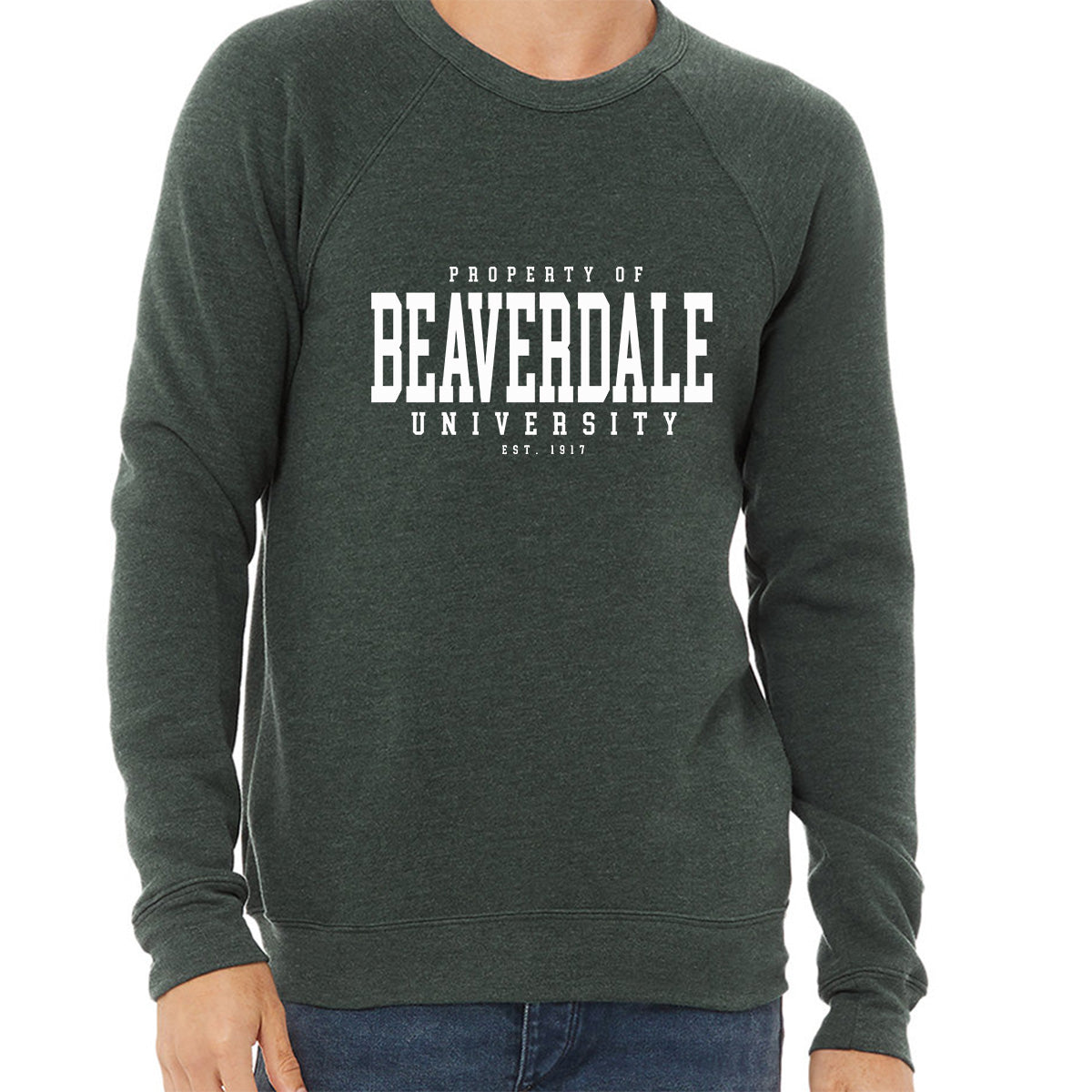 "Property of Beaverdale University" - Unisex Sponge Fleece Crewneck Sweatshirt