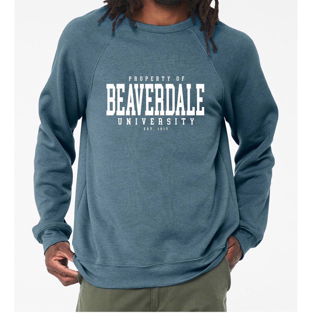 "Property of Beaverdale University" - Unisex Sponge Fleece Crewneck Sweatshirt