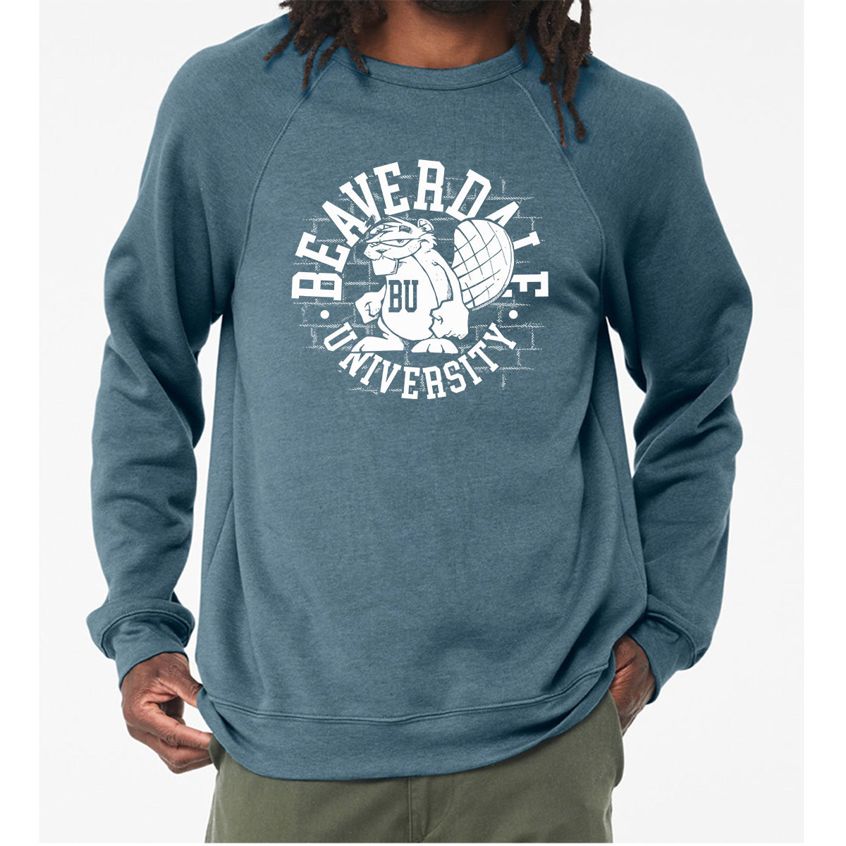 "Beaverdale University, Beaver Circle" - Unisex Sponge Fleece Crewneck Sweatshirt