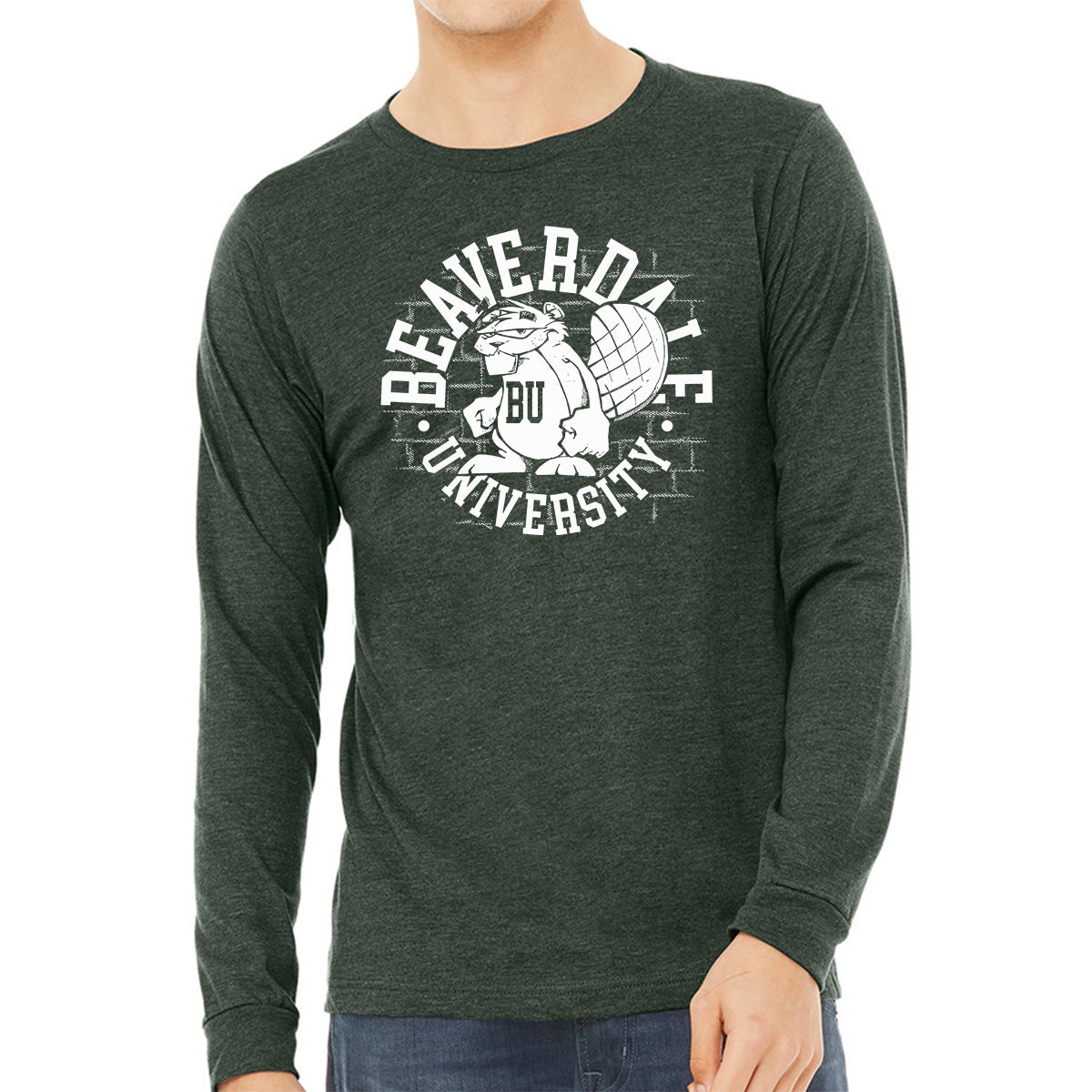 "Beaverdale University, Beaver Circle" - Unisex Heather CVC Long Sleeve T-Shirt