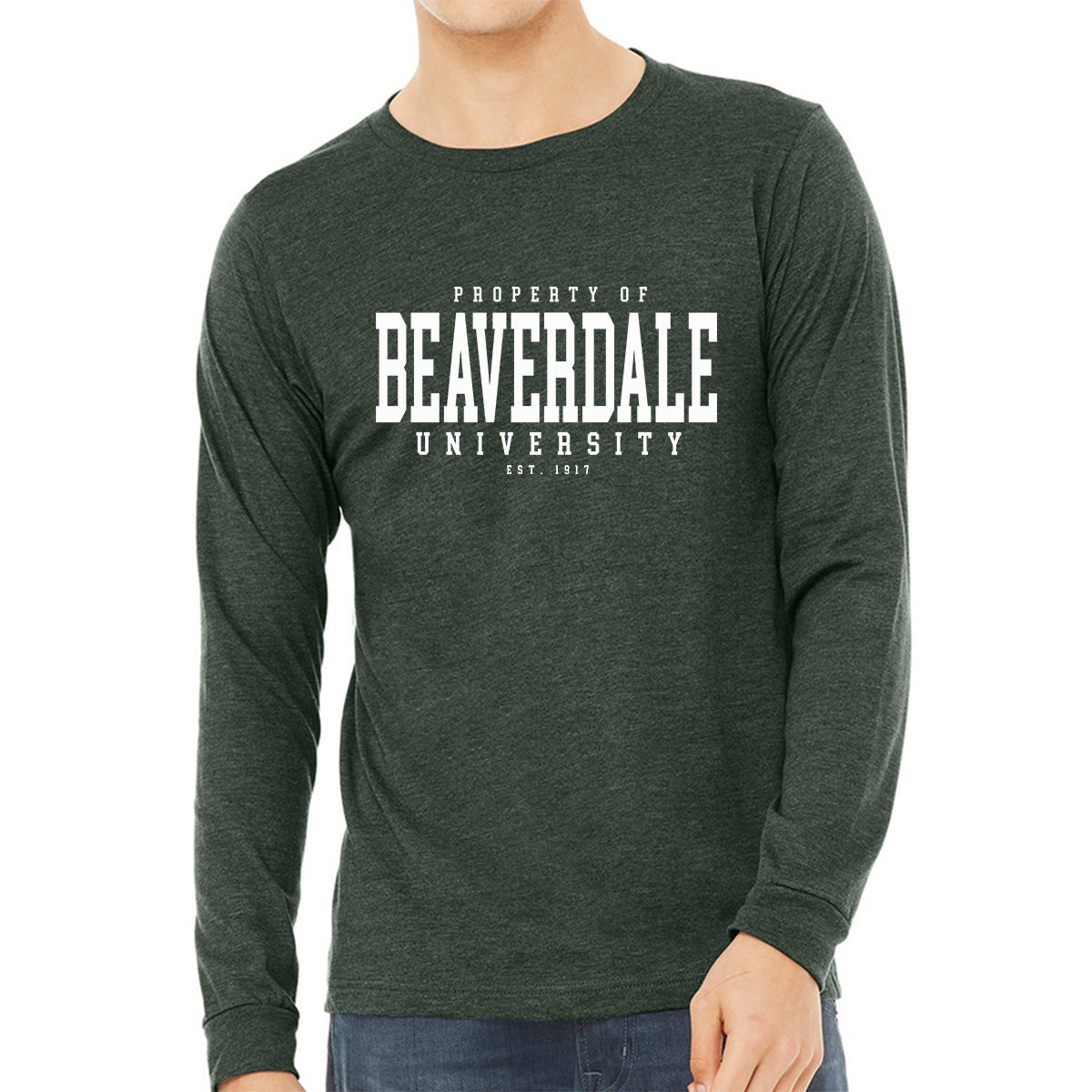 "Property of Beaverdale University" - Unisex Heather CVC Long Sleeve T-Shirt