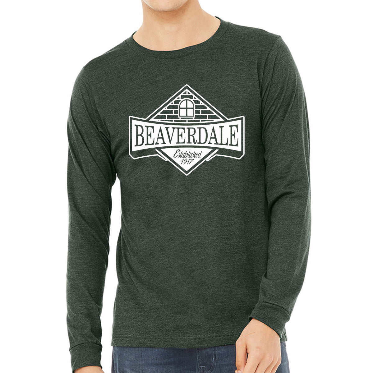 "Beaverdale Est. 1917 Crest" - Unisex Heather CVC Long Sleeve T-Shirt