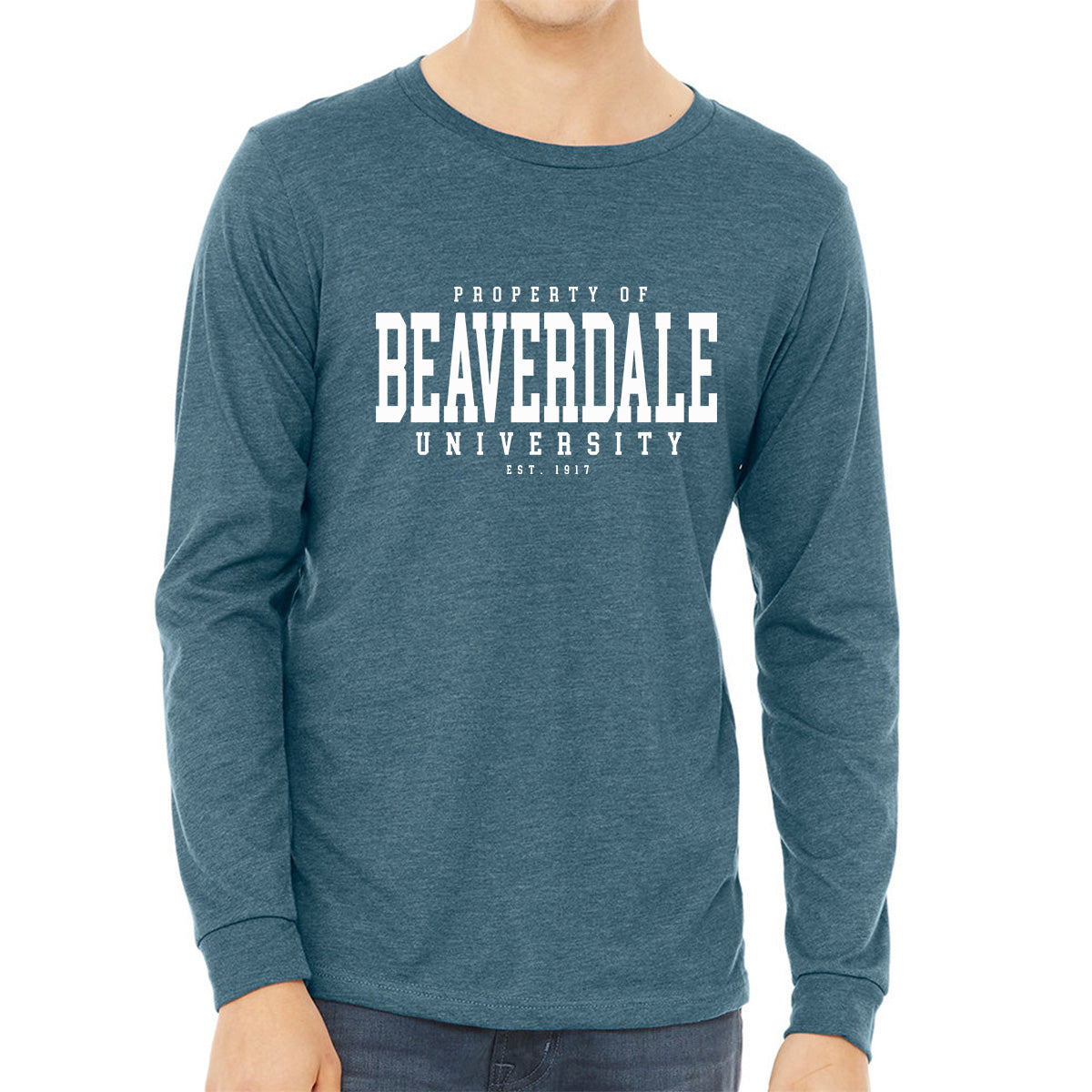 "Property of Beaverdale University" - Unisex Heather CVC Long Sleeve T-Shirt