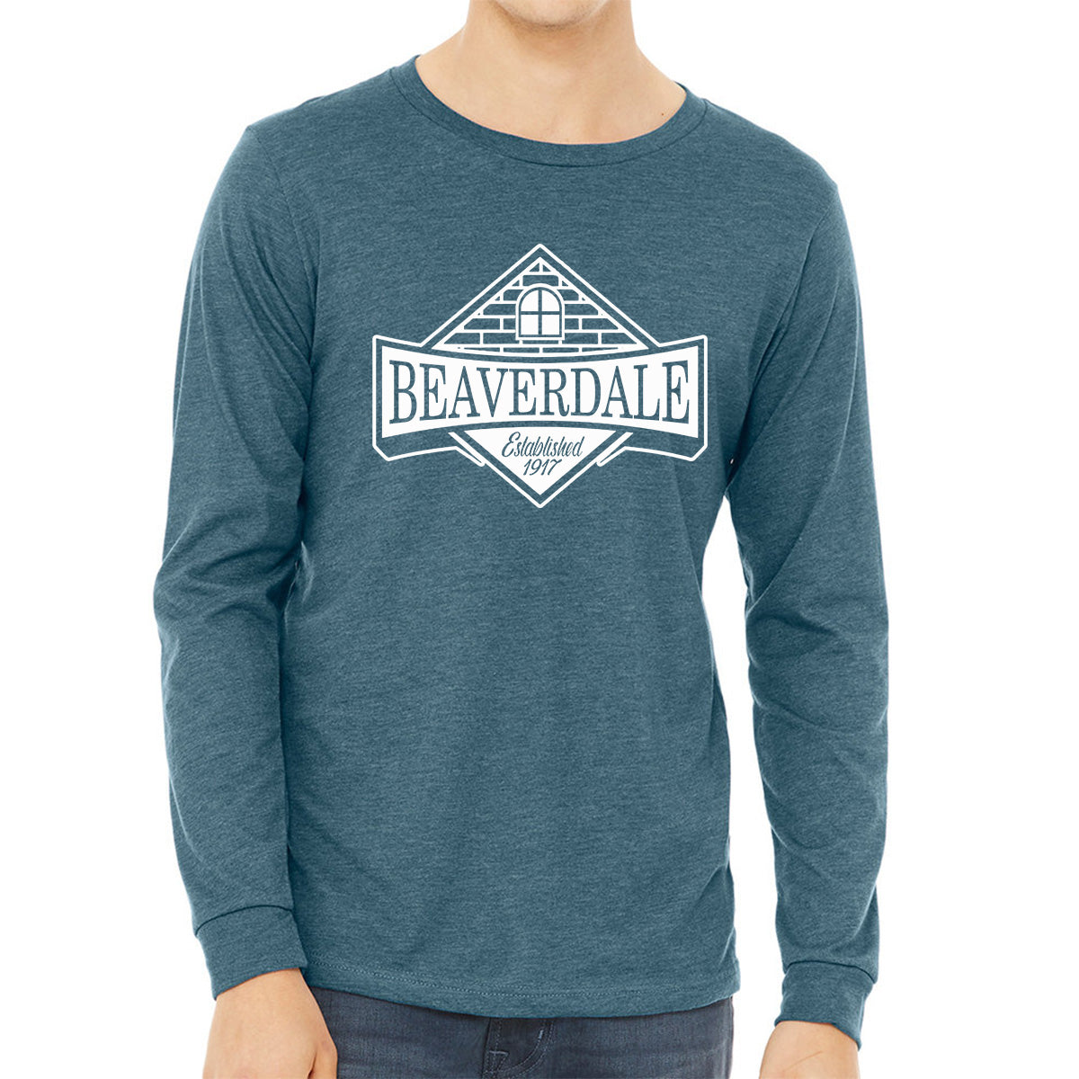 "Beaverdale Est. 1917 Crest" - Unisex Heather CVC Long Sleeve T-Shirt