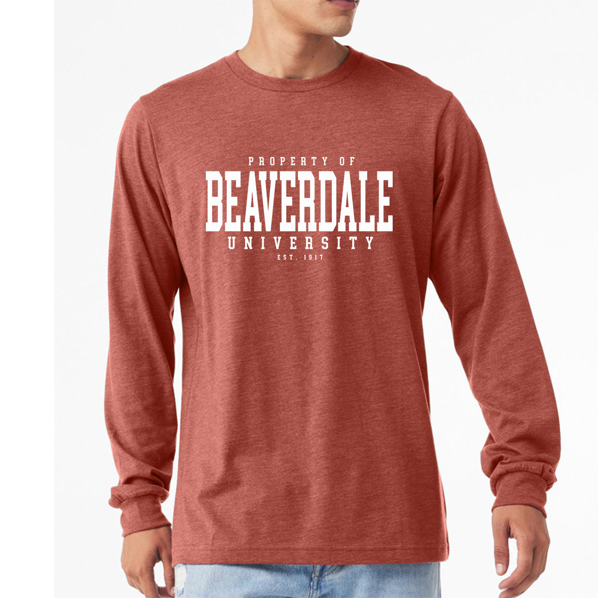 "Property of Beaverdale University" - Unisex Heather CVC Long Sleeve T-Shirt