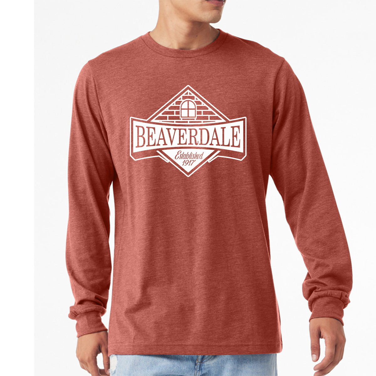 "Beaverdale Est. 1917 Crest" - Unisex Heather CVC Long Sleeve T-Shirt