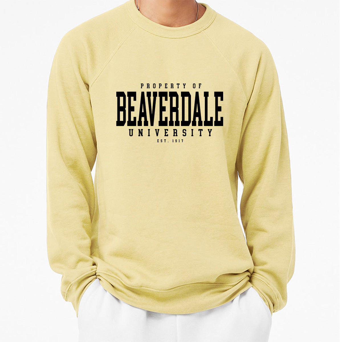 "Property of Beaverdale University" - Unisex Sponge Fleece Crewneck Sweatshirt