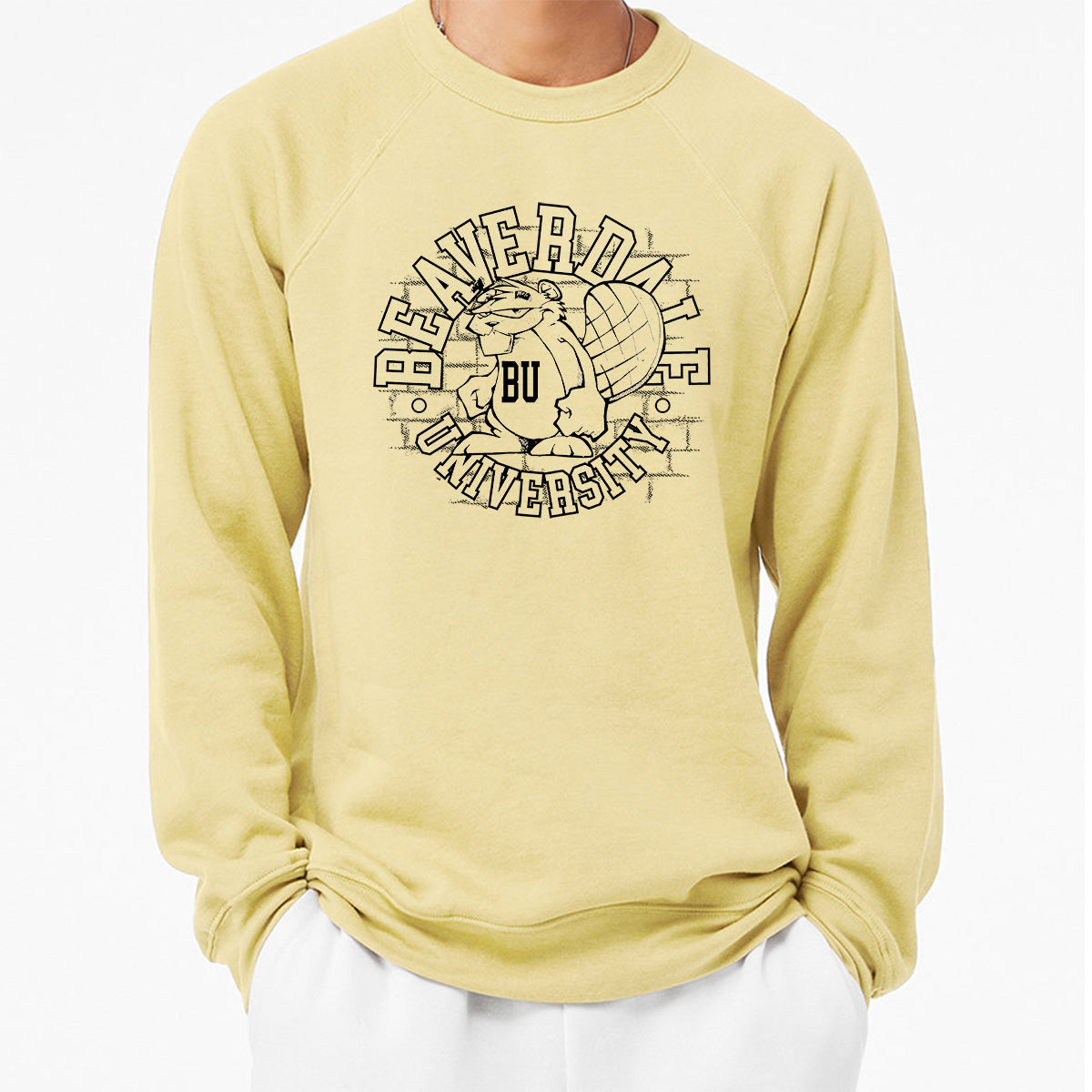 "Beaverdale University, Beaver Circle" - Unisex Sponge Fleece Crewneck Sweatshirt