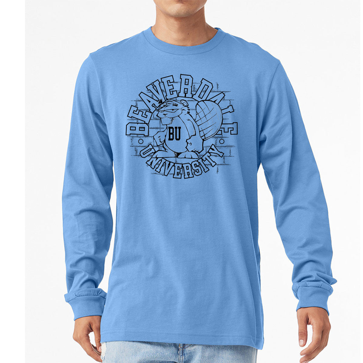 "Beaverdale University, Beaver Circle" - Unisex Heather CVC Long Sleeve T-Shirt