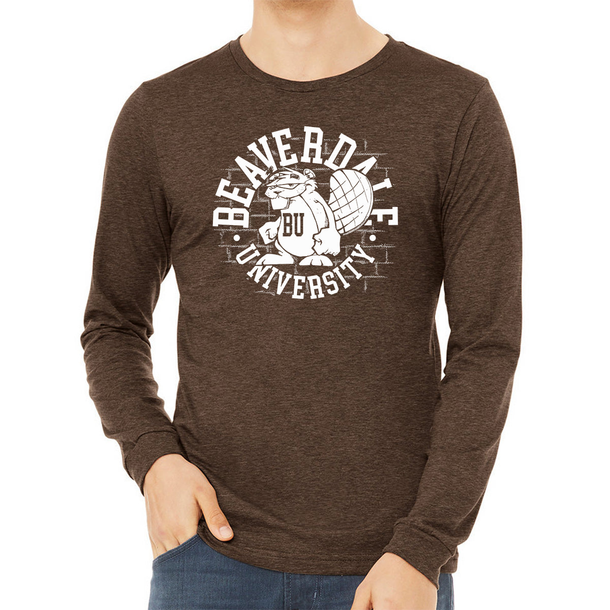 "Beaverdale University, Beaver Circle" - Unisex Heather CVC Long Sleeve T-Shirt