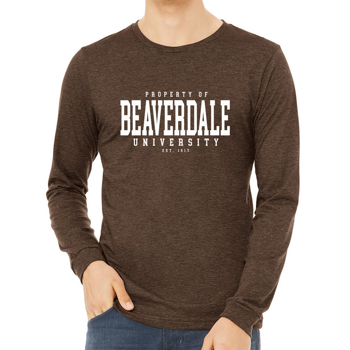 "Property of Beaverdale University" - Unisex Heather CVC Long Sleeve T-Shirt