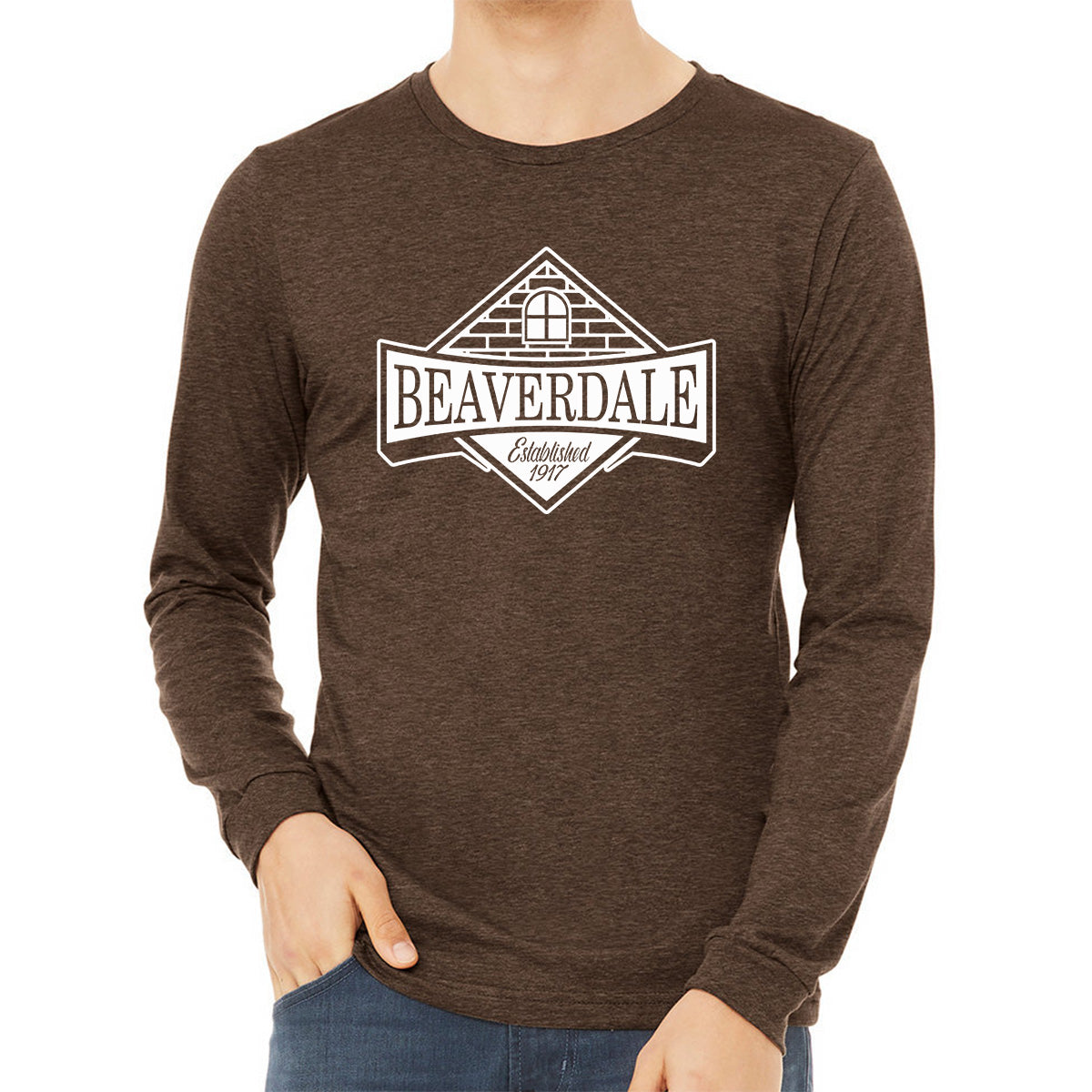 "Beaverdale Est. 1917 Crest" - Unisex Heather CVC Long Sleeve T-Shirt