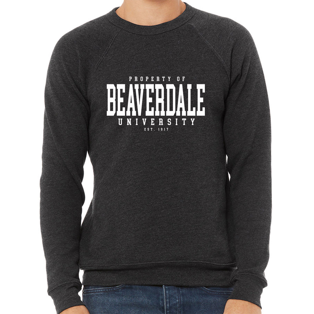 "Property of Beaverdale University" - Unisex Sponge Fleece Crewneck Sweatshirt