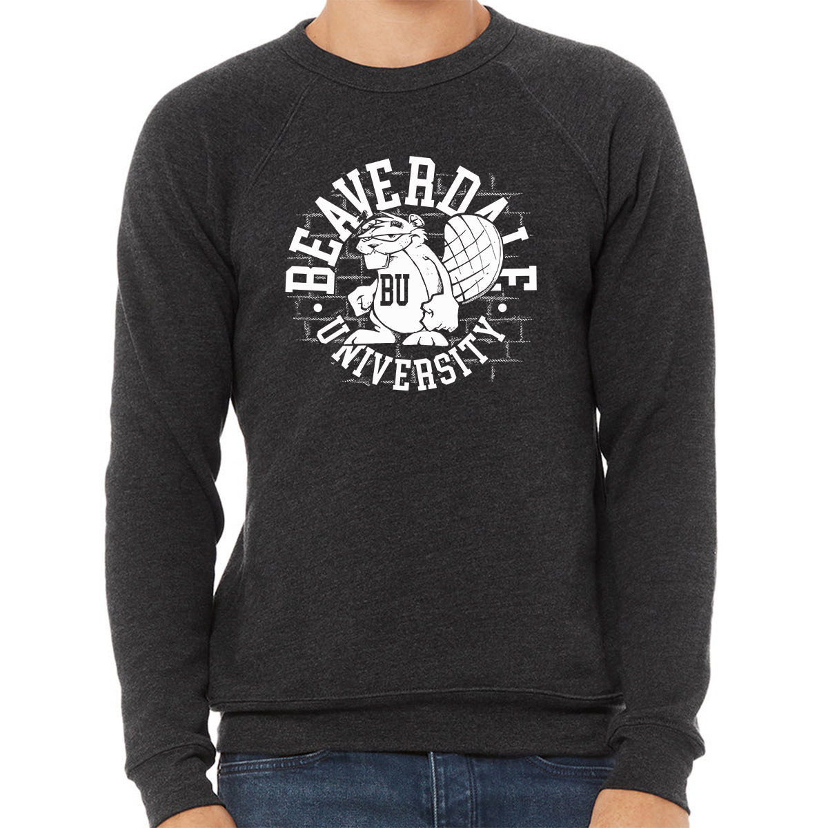 "Beaverdale University, Beaver Circle" - Unisex Sponge Fleece Crewneck Sweatshirt