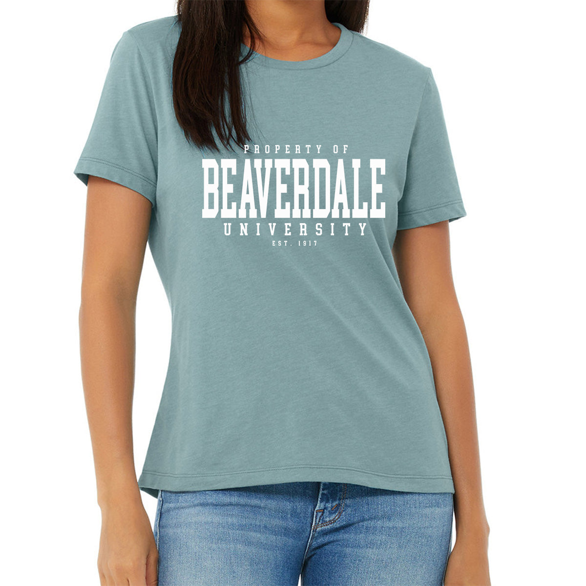 "Property of Beaverdale University" - Ladies' Relaxed Heather CVC Short-Sleeve T-Shirt