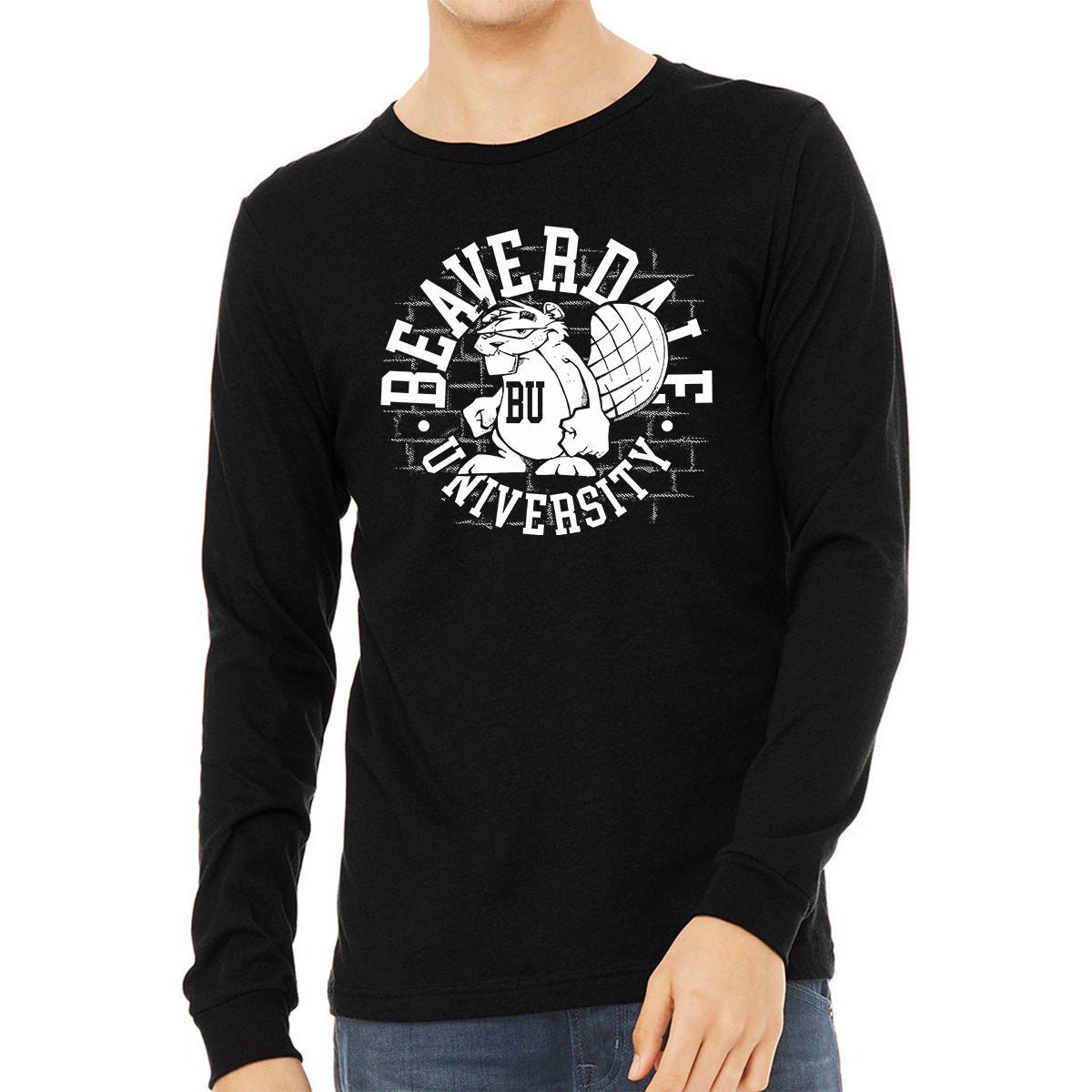 "Beaverdale University, Beaver Circle" - Unisex Heather CVC Long Sleeve T-Shirt