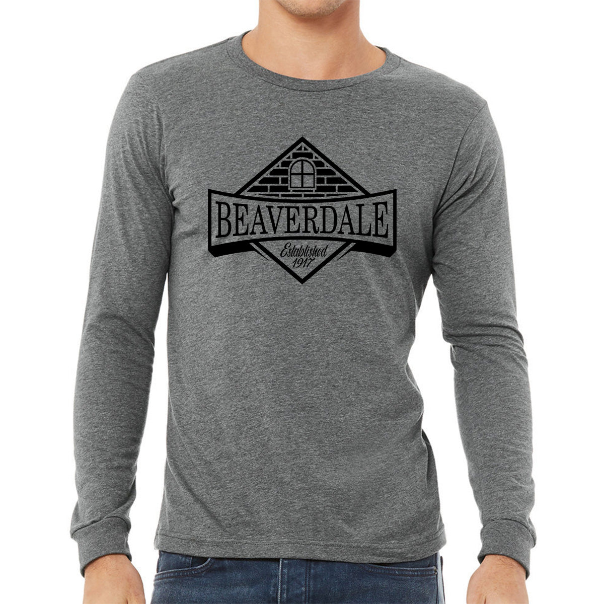 "Beaverdale Est. 1917 Crest" - Unisex Heather CVC Long Sleeve T-Shirt