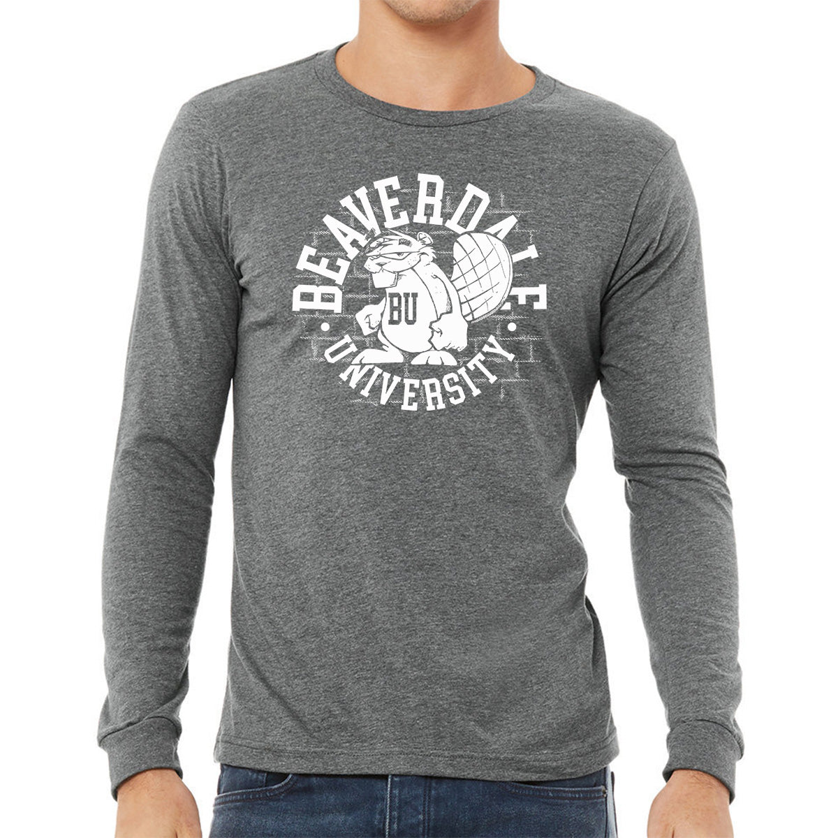 "Beaverdale University, Beaver Circle" - Unisex Heather CVC Long Sleeve T-Shirt