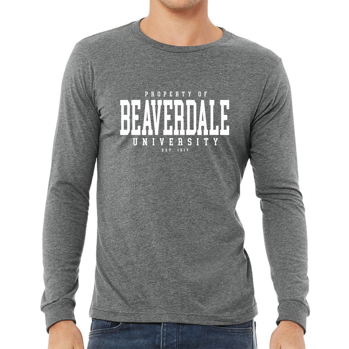 "Property of Beaverdale University" - Unisex Heather CVC Long Sleeve T-Shirt