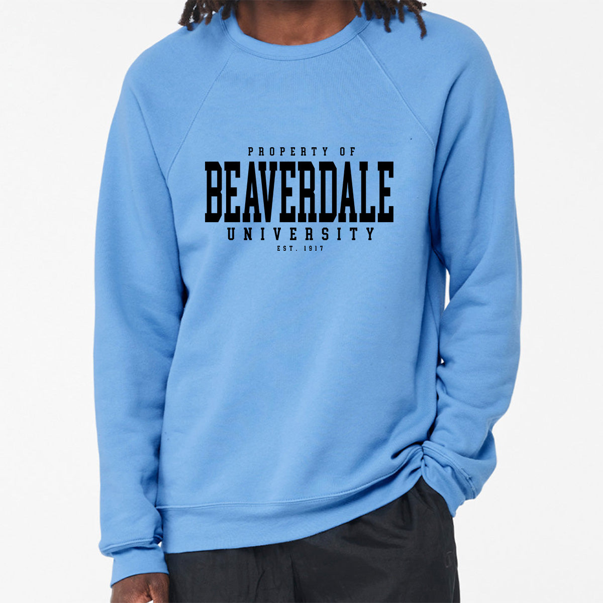 "Property of Beaverdale University" - Unisex Sponge Fleece Crewneck Sweatshirt