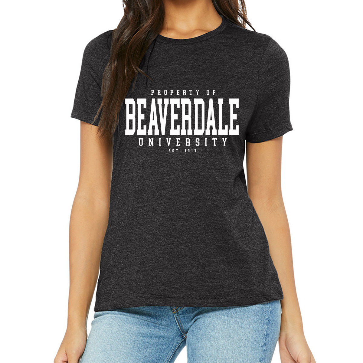 "Property of Beaverdale University" - Ladies' Relaxed Heather CVC Short-Sleeve T-Shirt