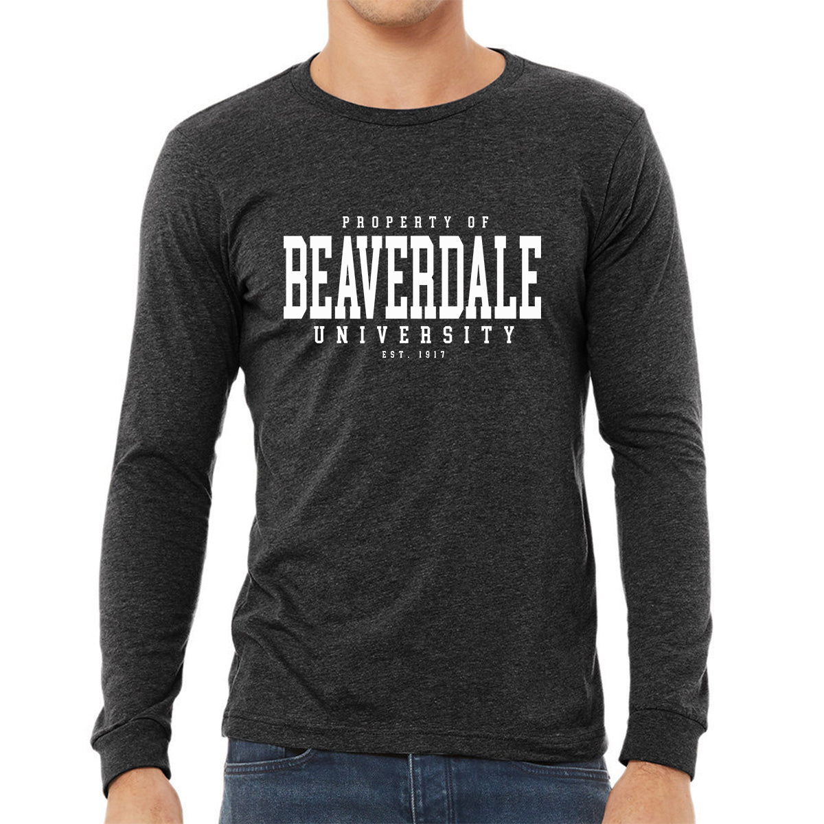 "Property of Beaverdale University" - Unisex Heather CVC Long Sleeve T-Shirt