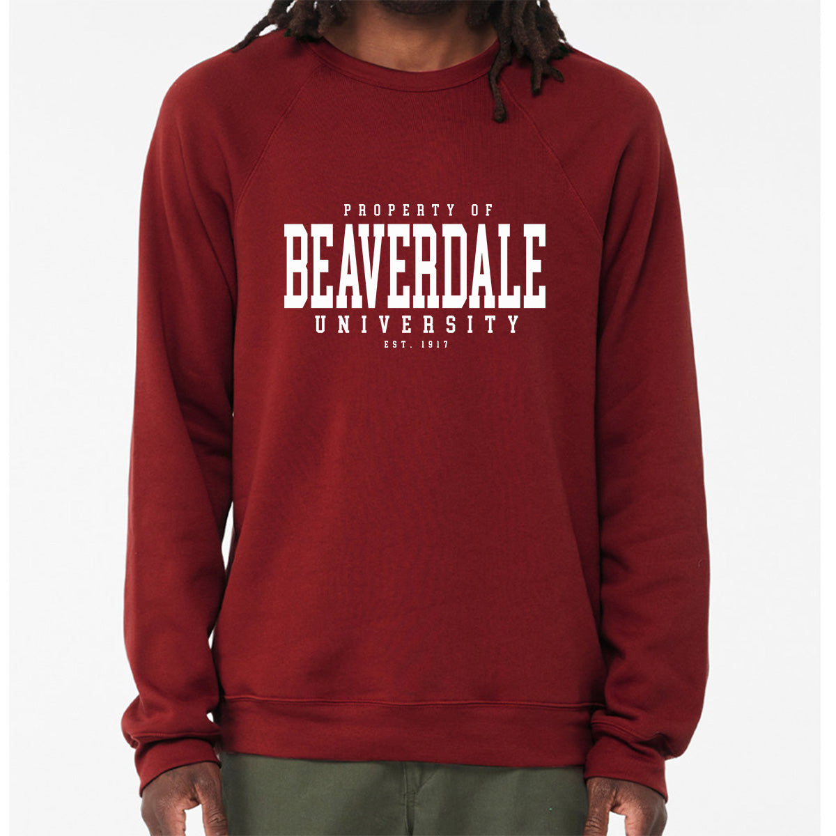 "Property of Beaverdale University" - Unisex Sponge Fleece Crewneck Sweatshirt