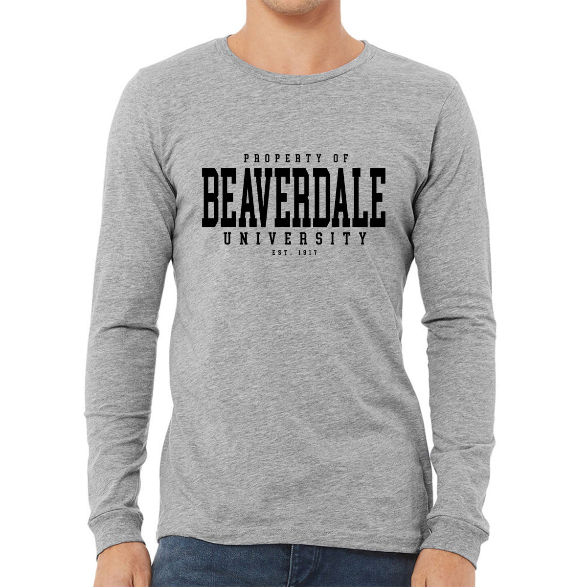 "Property of Beaverdale University" - Unisex Heather CVC Long Sleeve T-Shirt